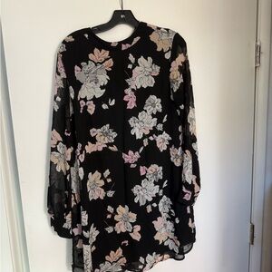 Astr Black and Pink Floral Dress